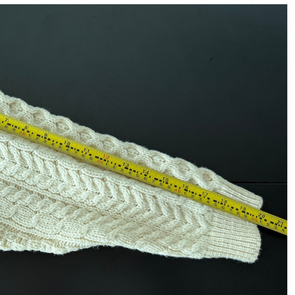 Aran Isles Knitwear Merino Wool Cable Knit Sweater Cream Made in Ireland XL - Picture 7 of 10